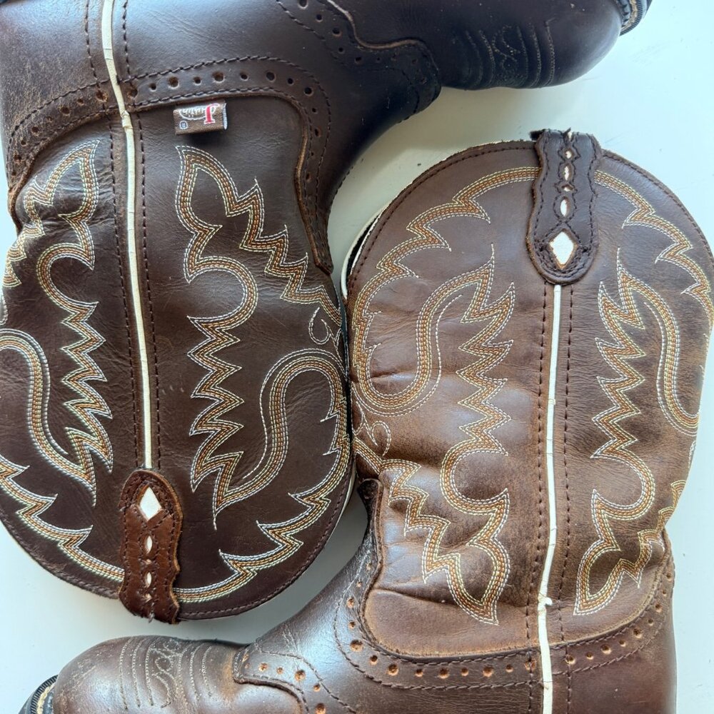 Justin Western Boots Womens 6.5B Brown Cowhide Leather Inji Aged Bark Western - Picture 12 of 15